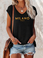 Load image into Gallery viewer, Women's Black V-Neck Vest T-Shirt Spring/Summer Casual