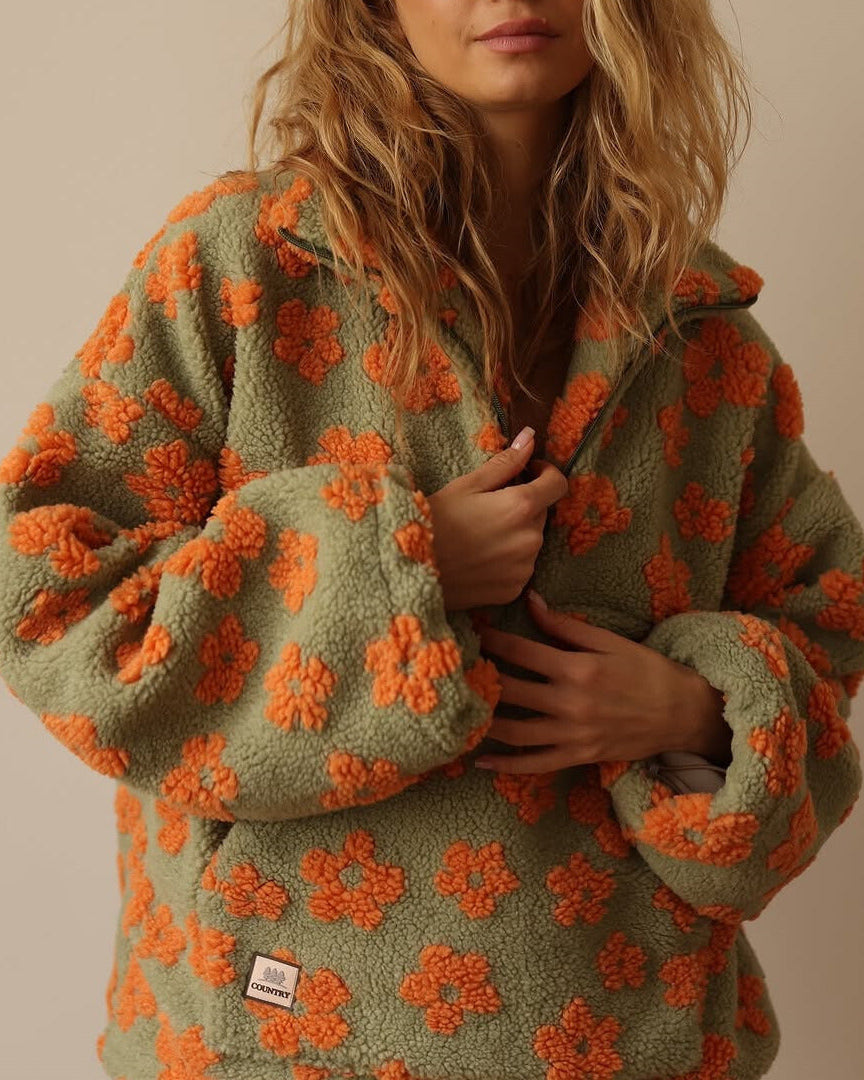 Daisy | Geblümter Warmer Fleecepullover