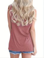 Load image into Gallery viewer, Stylish Pink Floral Print V-Neck Tank Top with Decorative Button
